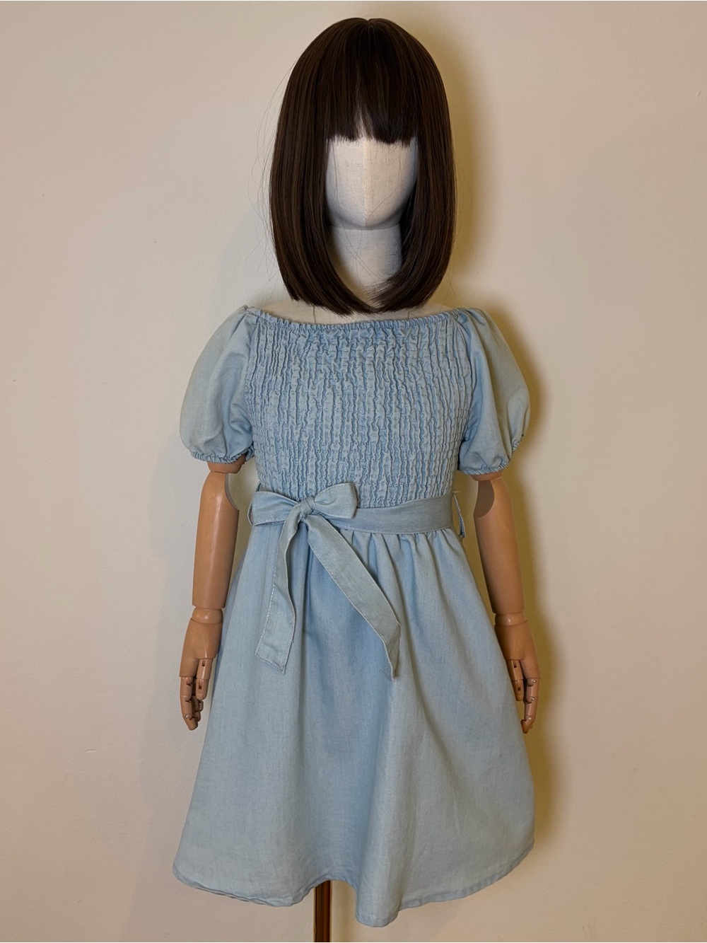 Chillipop Girls Light Denim Smocked Dress Size 7/8